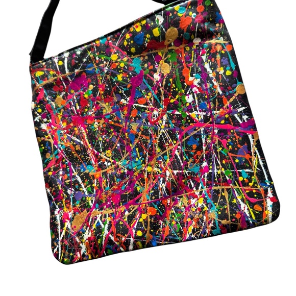 Hand-Painted Vegan Leather Abstract Crossbody Bag - Picture 5 of 6